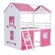preview thumbnail 5 of 17, Full Over Full Wood Sweet Heart Kids Bunk Beds with Windows, Sills, Tent