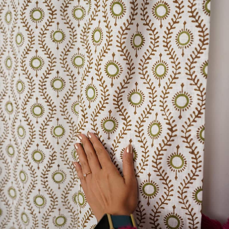 Fabdivine Handmade Block Print Viscose Linen Gift Home Decorative Accent Vintage Curtain or Drape
