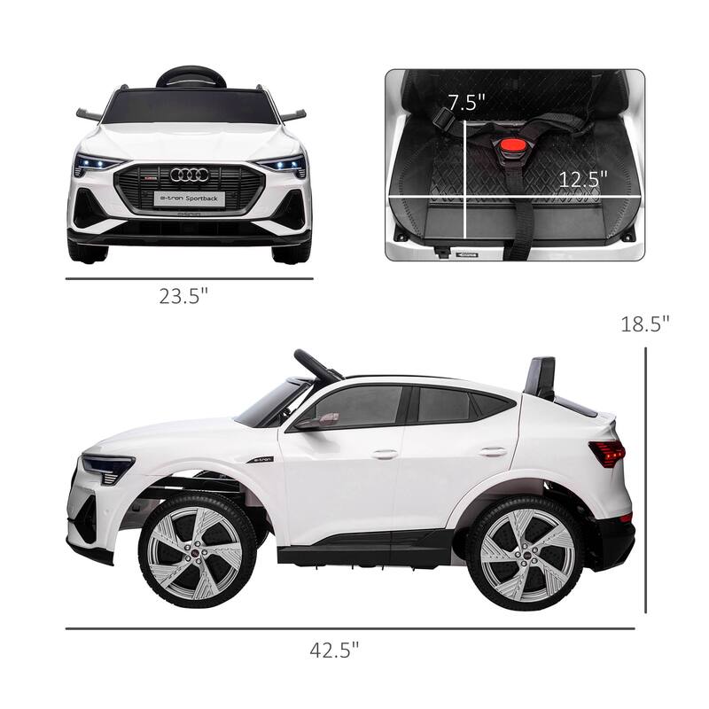 Audi E-Tron 12V Electric Kids Ride-On Car with Remote Control, Suspension System, MP3 Music, LED Lights, and Safety Belt
