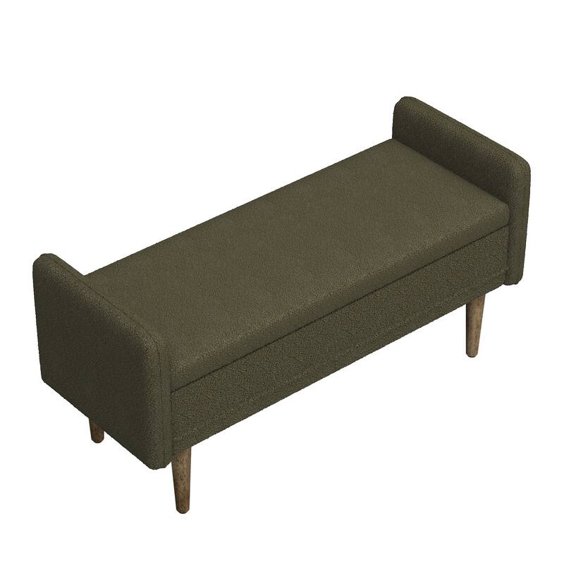 End of Bed Bench Green Storage Bench with Armrests, Minimalist Indoor Bench Leisure Bench Accent Bench