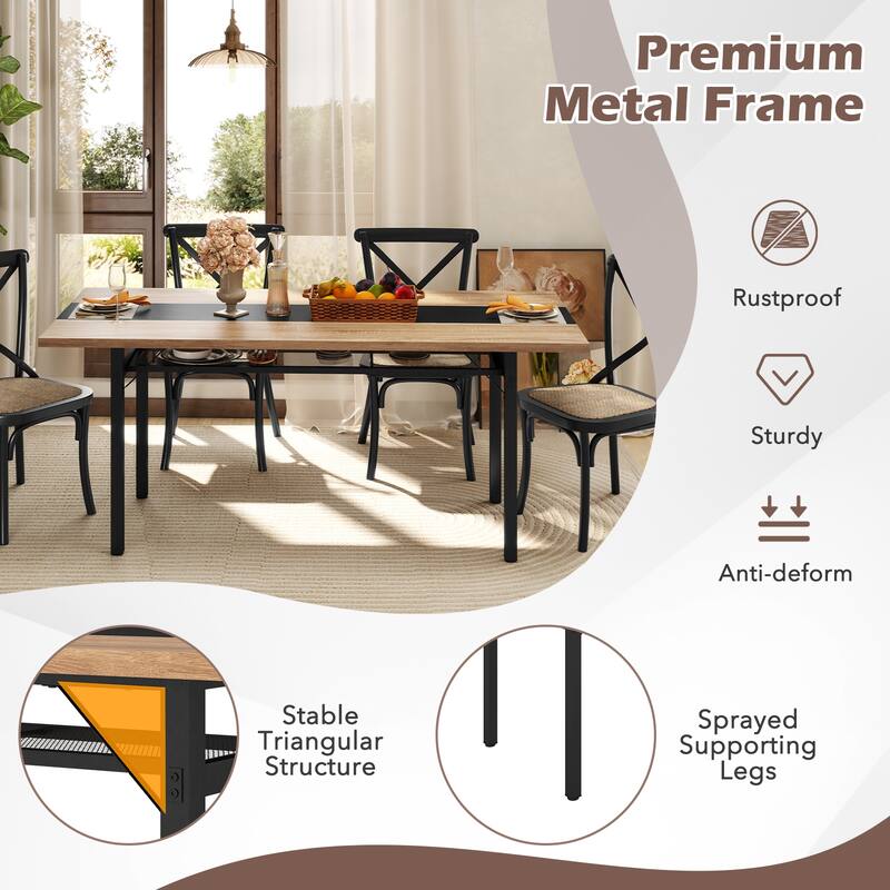 Gymax 71'' Long Large Wood Dinner Table 6 FT Dining Table w/