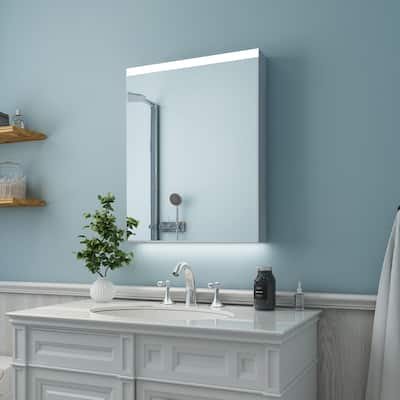 24'' x 30'' Left Hinge 3 Touch Switch LED Lighted Bathroom Medicine Cabinet with Mirror,Recessed or Surface Mount,Defog