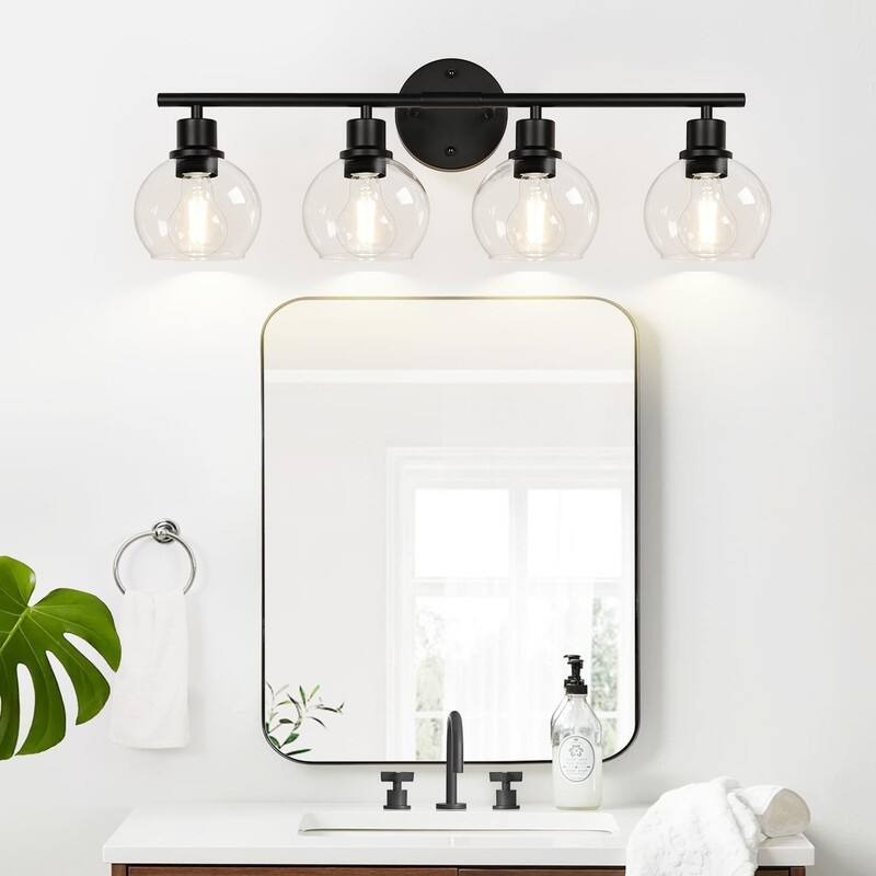 Upgrade 4-Light Bathroom Light Fixtures - ‎Matte Black