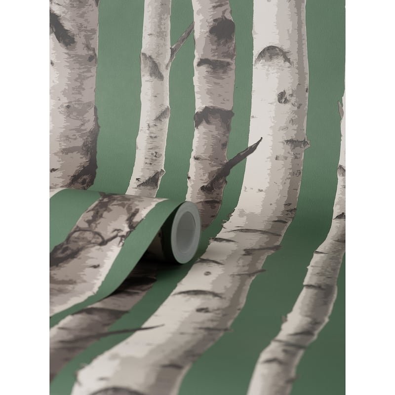 Fine Decor Chester Dark Green Birch Trees Wallpaper