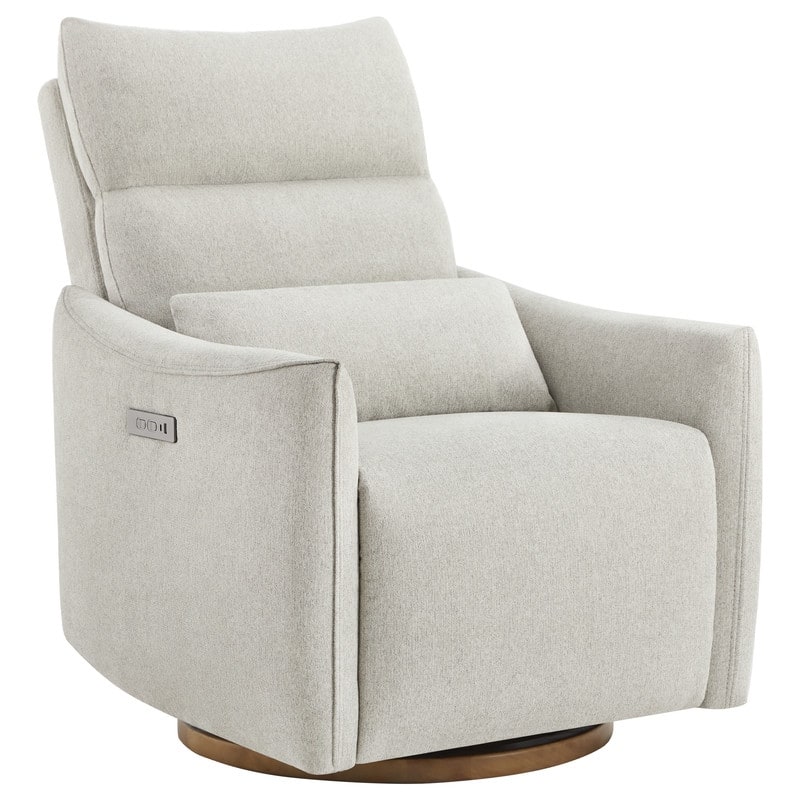 Spruce & Spring Power Swivel Recliner Chair Dual-Motor Nursery Glider with Lumber Pillow
