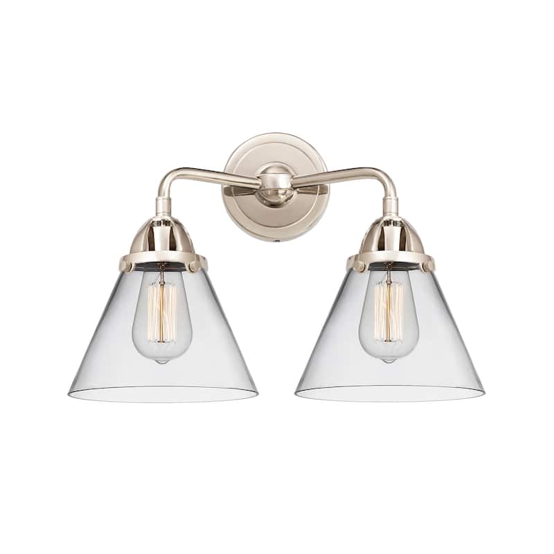 Innovations Lighting Nouveau 2 Cone - 2 Light 16" Bath Vanity Light - Clear/Polished Nickel