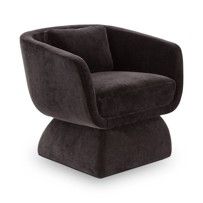 Zeno Chenille Velvet Fabric Lounge Chair - Ganache Brown
