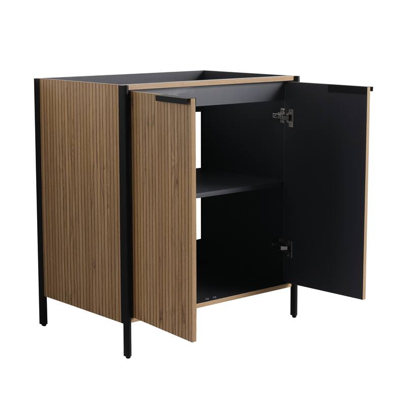 Modern 30 Inch Freestanding Bathroom Vanity Base with Soft-Close Doors and Storage Shelves - No Sink Included