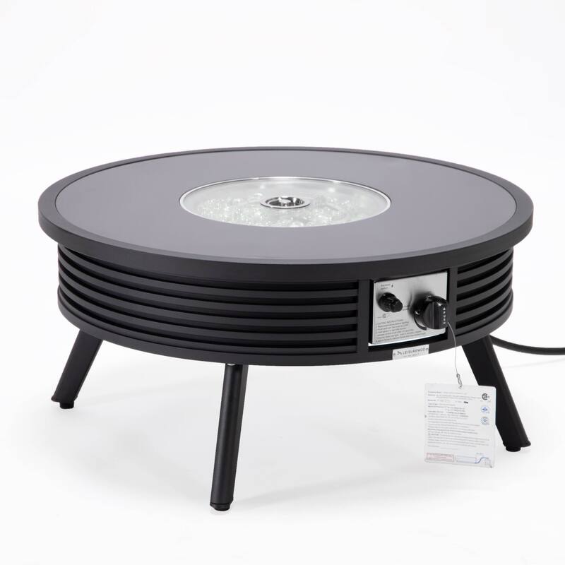 Leisuremod Walbrooke Modern Outdoor Patio Round Fire Pit Table for Porch Backyard Deck - 29