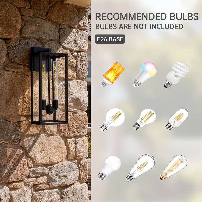 Black Outdoor Lighting Wall Sconce with Clear Glass