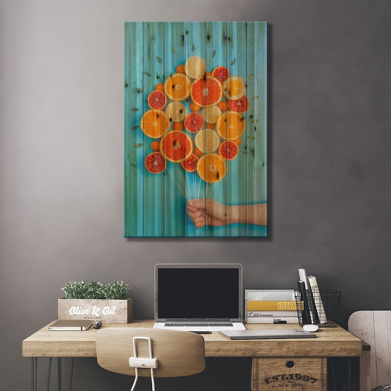 Congratulations On Summer! Print On Wood by Dina Belenko - Multi-Color