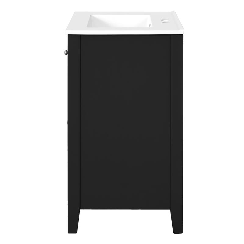 GDFStudio - Merivale Modern Bathroom Vanity with Ceramic Sink and 2 Soft-Closing Storage Drawers - 24'W