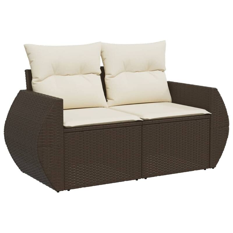vidaXL Patio Sofa Set with Cushions Outdoor Furniture 7 Piece Poly Rattan - 21.7 x 21.7 x 14.6