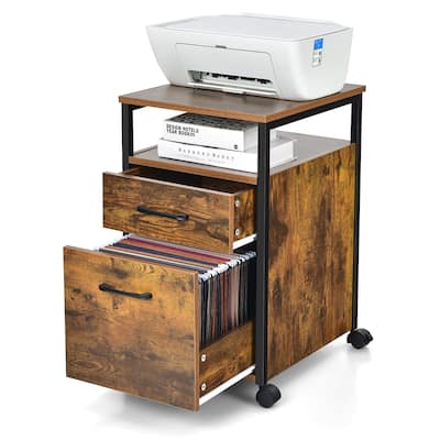 2 Drawer Rolling File Cabinet File Cabinet Printer Stand on Wheels