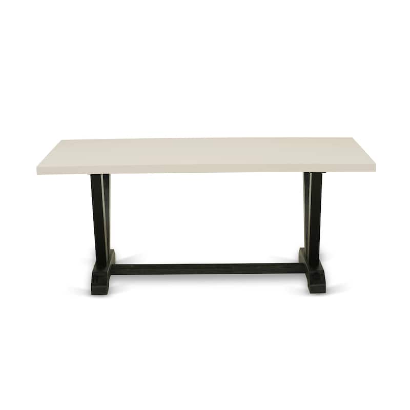 East West Furniture Dining Set- A Rectangular Table and stackable Kitchen Chair, Wire Brushed Black (Pieces & Seat Options) - V627X2630-6