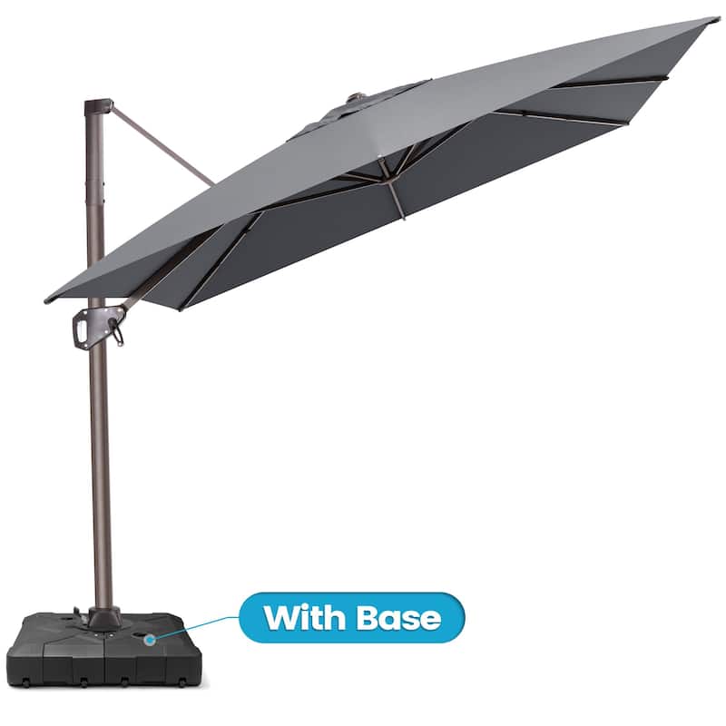 11 x 9 FT Outdoor Patio Offset Cantilever Umbrella with Base