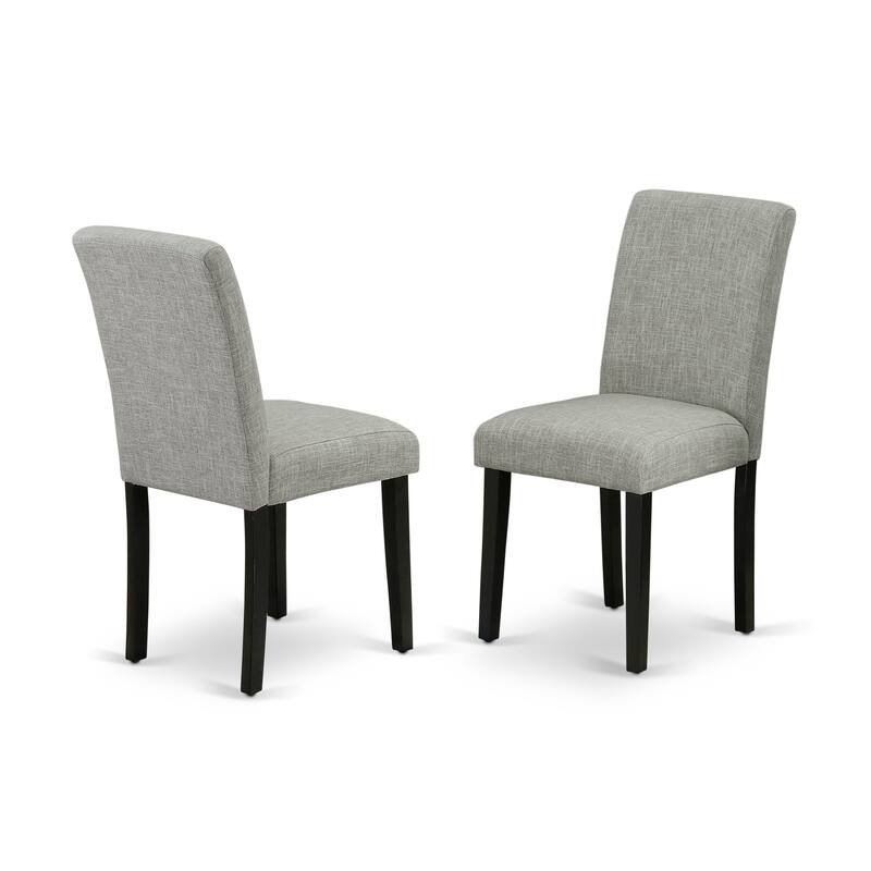 East West Furniture Dining Room Furniture Set- a Rectangle Wooden Table and Shitake Linen Fabric Chairs, Black (Pieces Option)