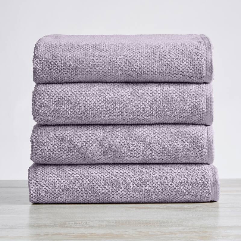 Luxurious Cotton Popcorn Textured Towel Set - Bath Towel (4-Pack) - Lilac