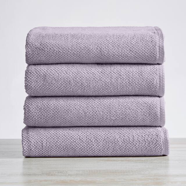 Great Bay Home Cotton Popcorn Textured Towel Set - Bath Towel (4-Pack) - Lilac