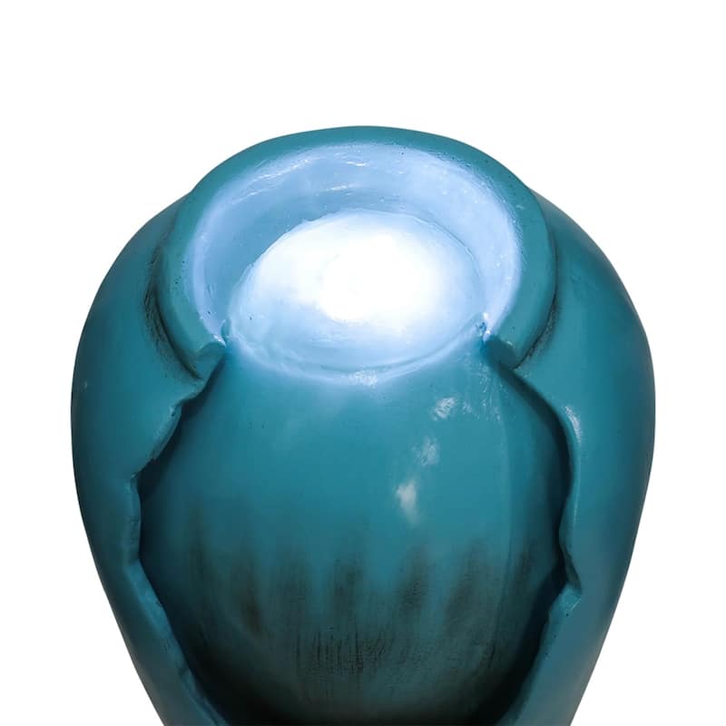 30.7" High Concrete Jar Water Fountain Outdoor, Garden Vase Water Feature - 30.7"H