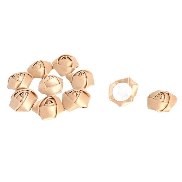 Wedding Banquet Satin Artificial DIY Crafts Floral Buds Rose Camel Color 10 PCS