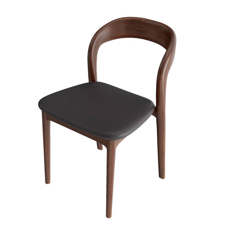 Premium Solid Wood Dining Chairs - Set Of 2 Mid-Century Modern Kitchen Chairs With Black Cushions