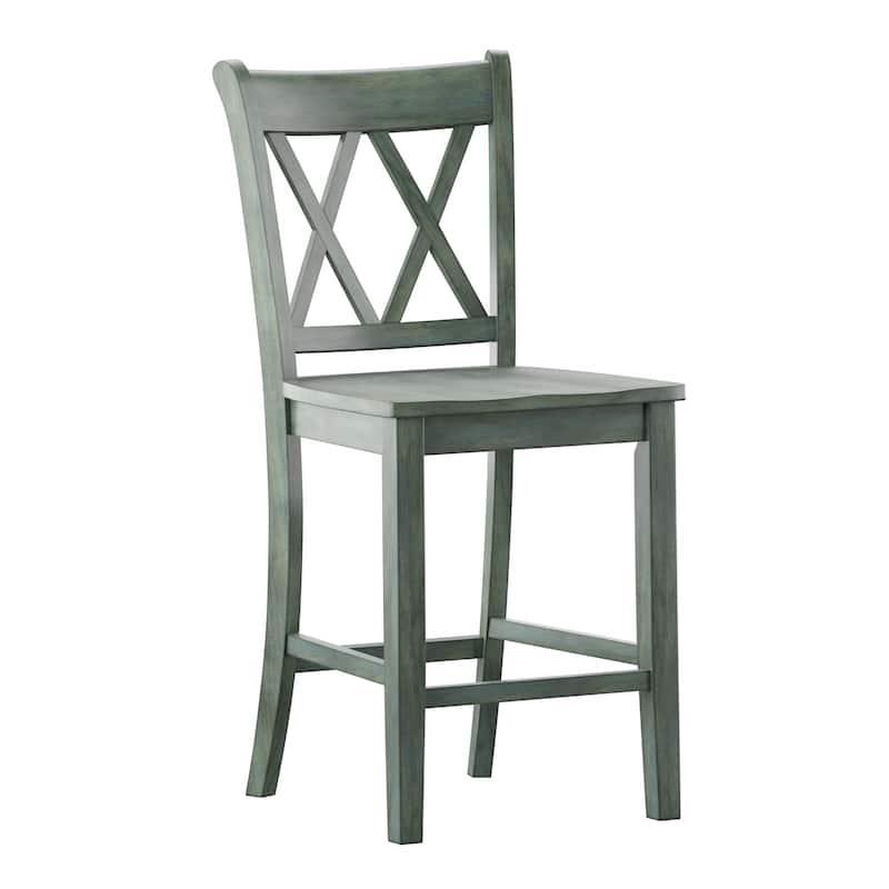 Eleanor X-Back Wood Counter Chairs (Set of 2) by iNSPIRE Q Classic - Antique Sage Green
