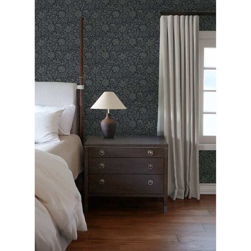 Chris Loves Julia x A-Street Prints Hague Dark Blue Floral Trail Wallpaper