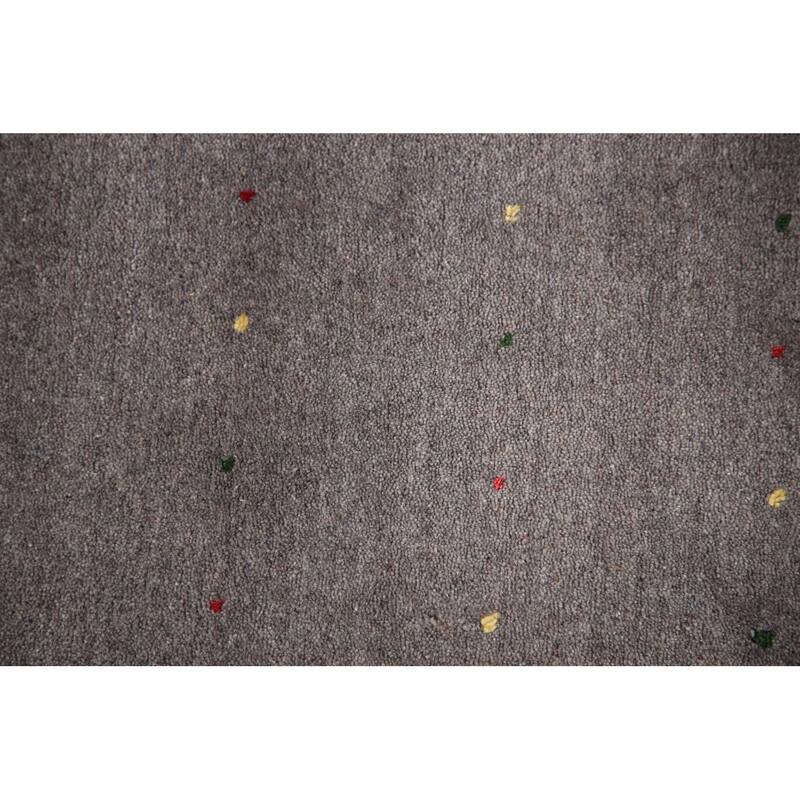 Tribal Gray Gabbeh Area Rug Hand-Knotted Wool Carpet - 9'4" x 12'1"