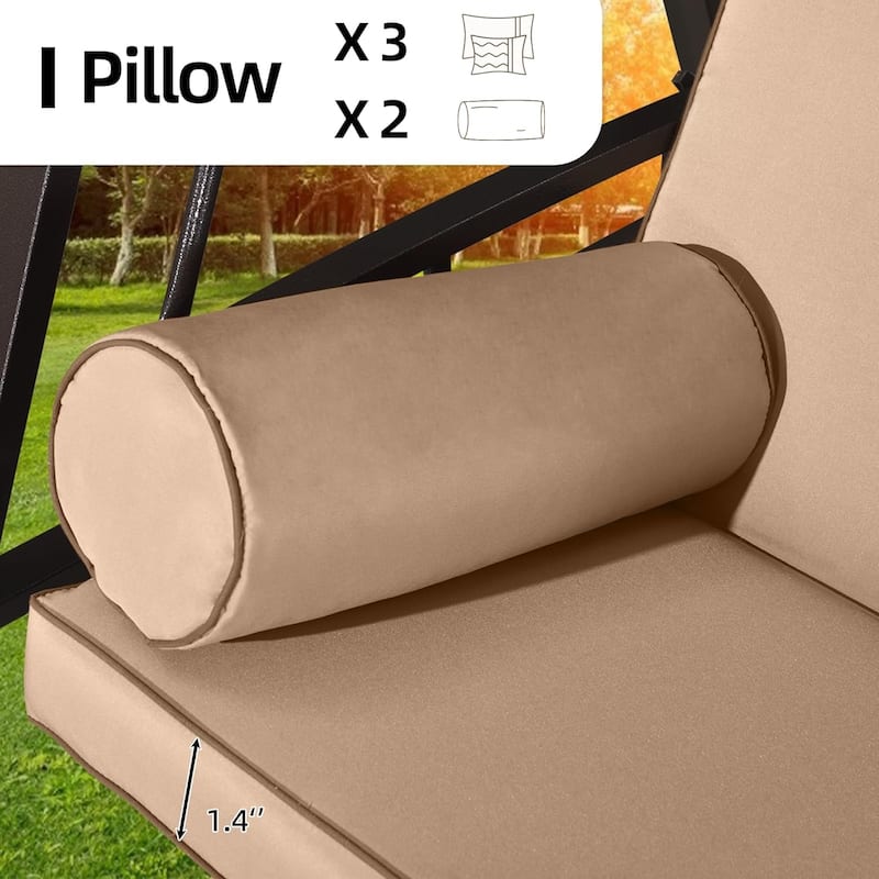 PURPLE LEAF 3-seat Outdoor Patio Porch Swing Adjustable Backrest, Cushions and Pillow Included