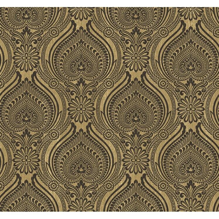 Seabrook Designs Tolkien Ogee Unpasted Wallpaper - 27 in. W x 27 ft. L - Metallic Bronze & Espresso