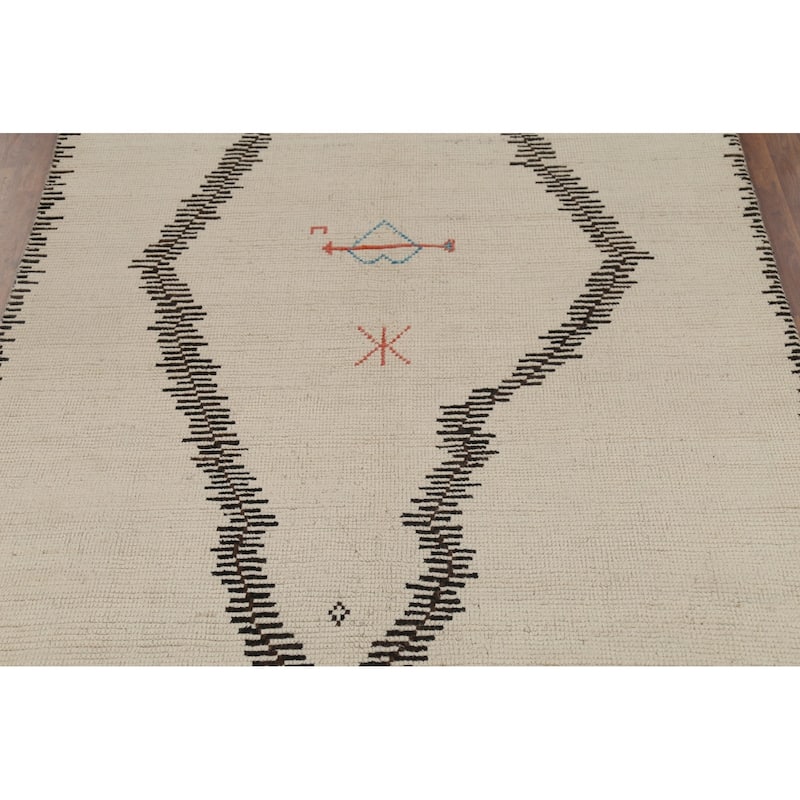 Moroccan Oriental Area Rug Hand-Knotted Wool Carpet - 6'0"x 9'9"