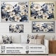 preview thumbnail 4 of 4, Designart "Blue And Gold Minimalism Violets " Flowers Wall Art Canvas Print