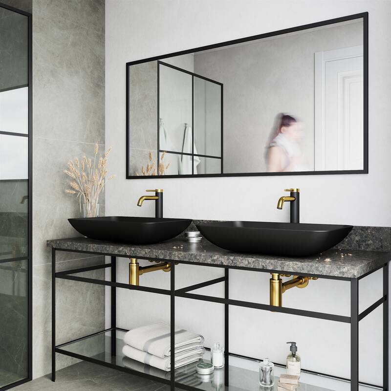 Vigo Hadyn 22" MatteShell� Vessel Bathroom Sink with 1.2 GPM Lexington - Matte Brushed Gold / Matte Black