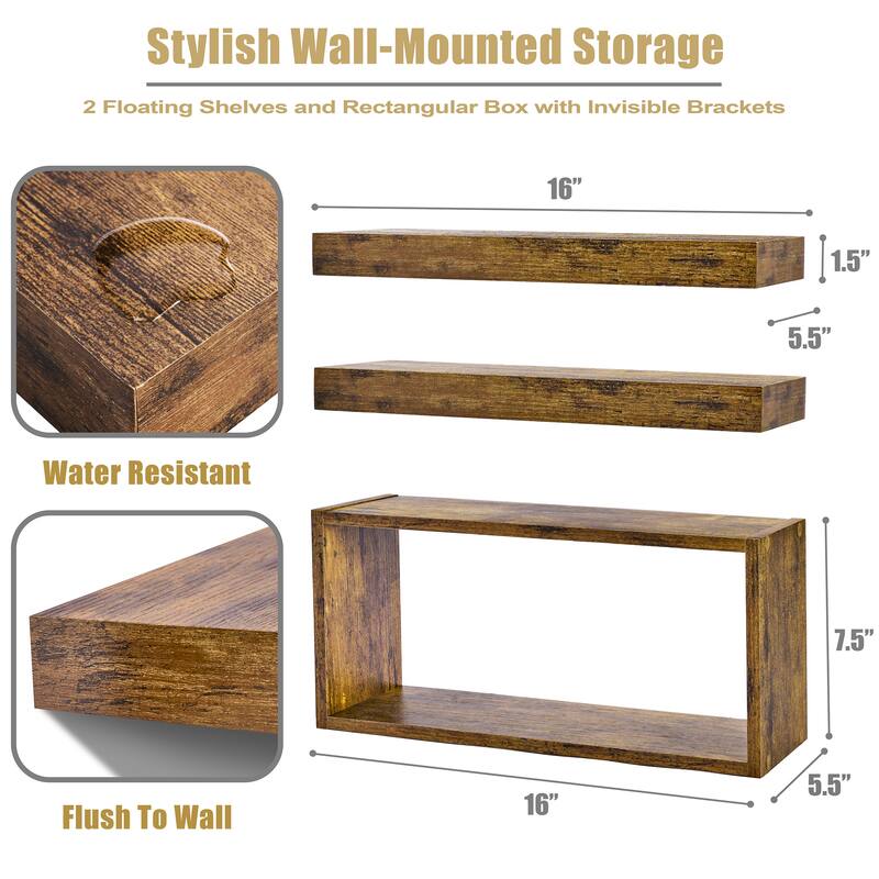 Sorbus Floating Shelves for Wall Set of 3 - 16"L X 5.5"W X 7.75H