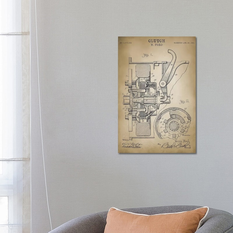 iCanvas "Ford Clutch" by PatentPrintStore Canvas Print - 26x18x1.5