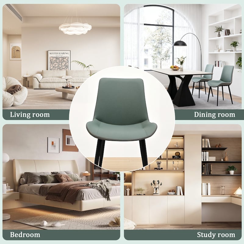 Dark Green Padded Chair khaki Side Chair Set of 2 Dining Chair Vanity Chair Accent Chair Reception Chair with Metal Legs