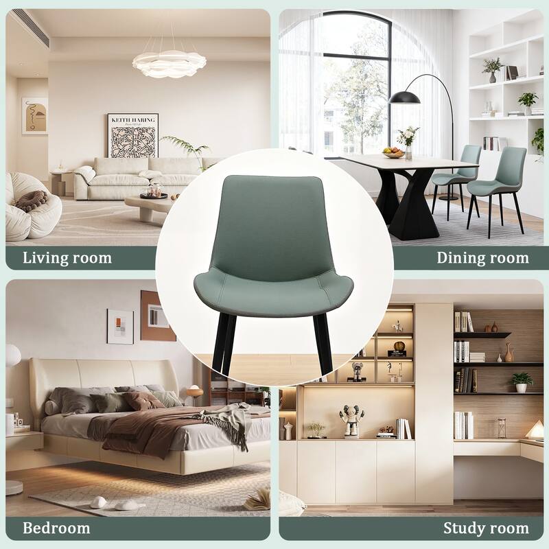 PU Leather Dining Chair with Metal Legs, Modern Upholstered Chair Set of 4 for Kitchen, Restaurant, Living, Meeting Room