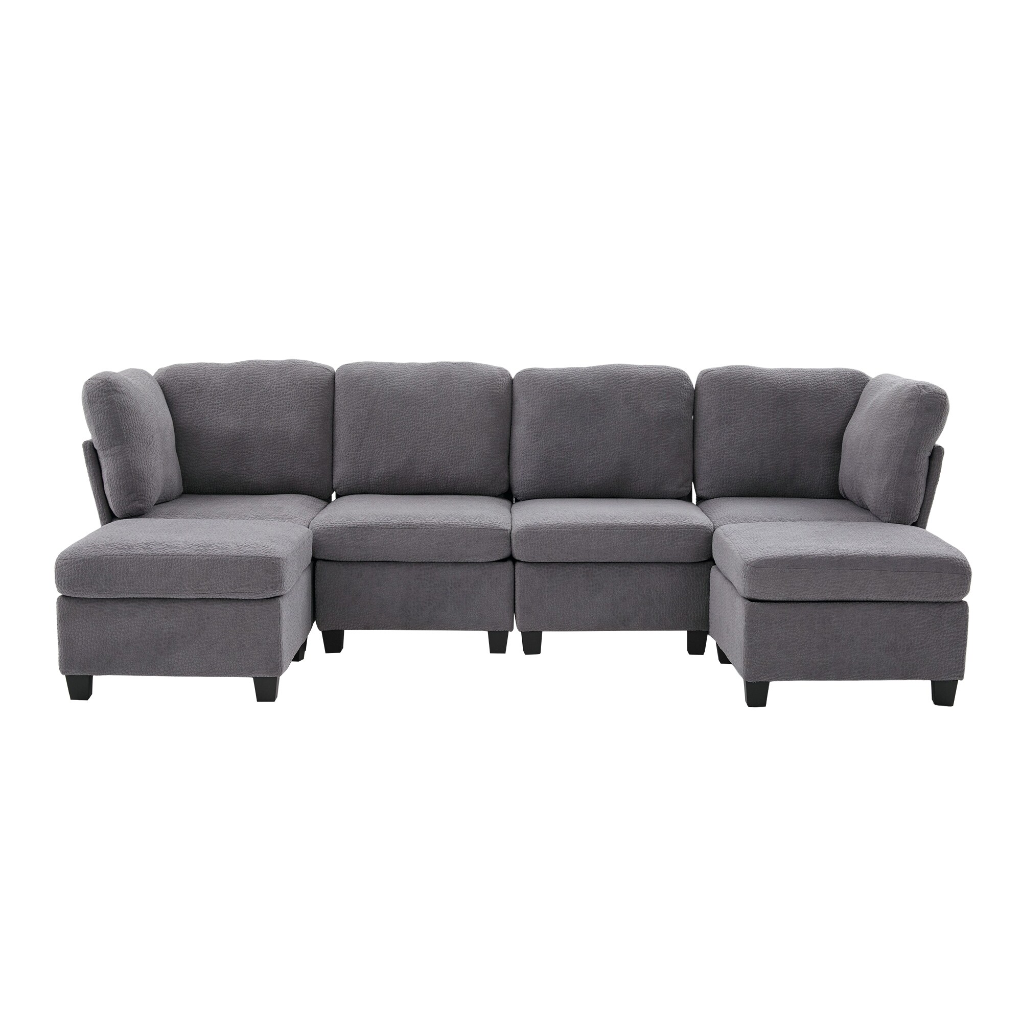 113.39" Modular U Shaped Sectional Sofa, 6 Seater Oversized Convertible Sleeper Couches with 2 Ottomans and Storage Seat