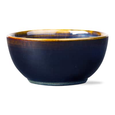 Loft Textured Reactive Glaze Stoneware Bowl Midnight Blue 17 oz. Dishwasher Safe Set 4