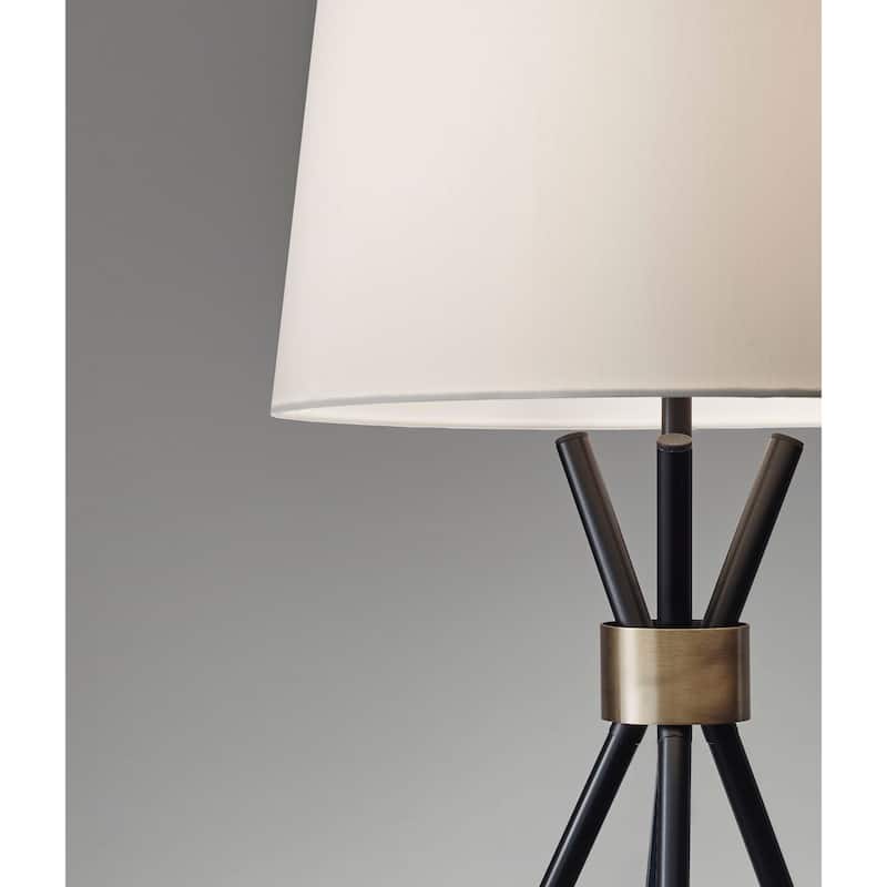 Adesso Benson Black with Antique Bronze Tripod Floor Lamp
