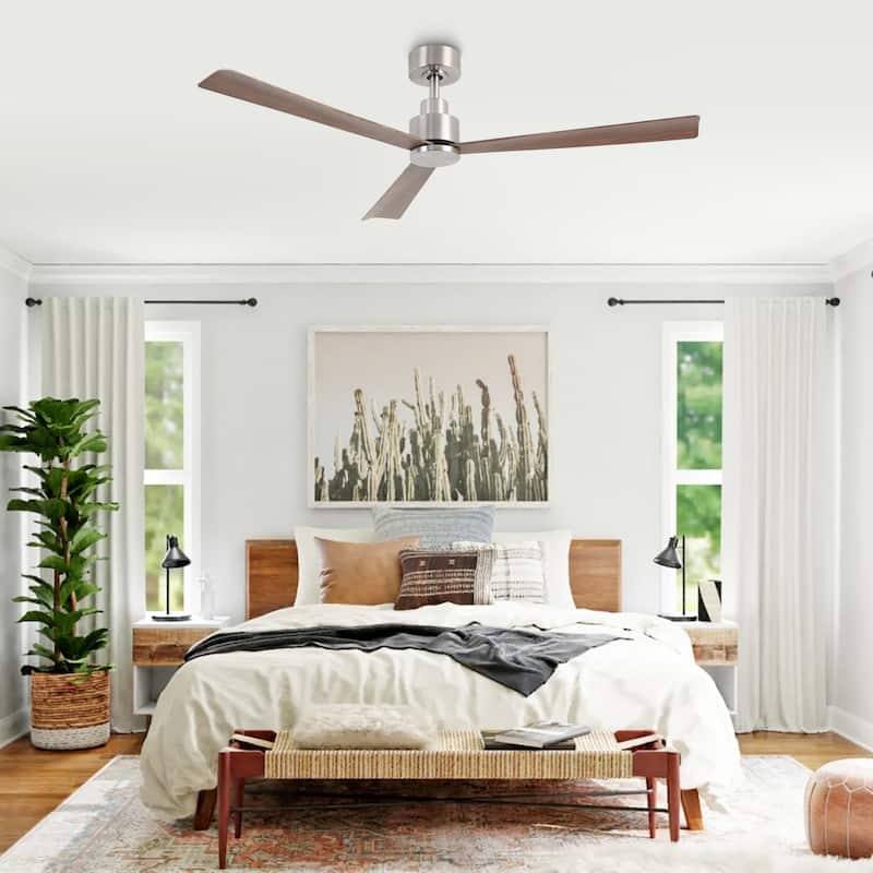 52" Matte Black Industrial Reversible DC Motor Ceiling Fan - 52" L x 52" W x 11.6" H