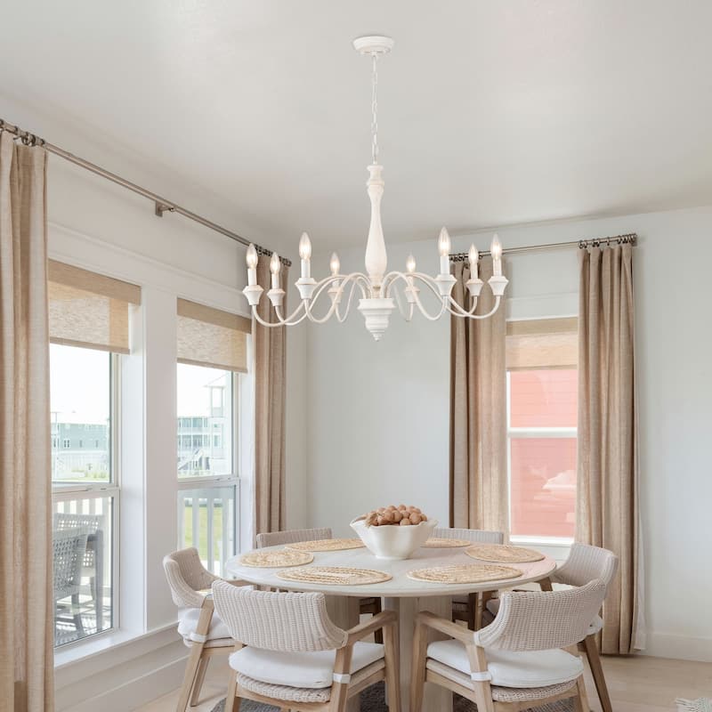 8-Light Farmhouse Candle Style Chandelier for Dining Room Living Room Bedroom Kitchen - W31.49"x H20.66"