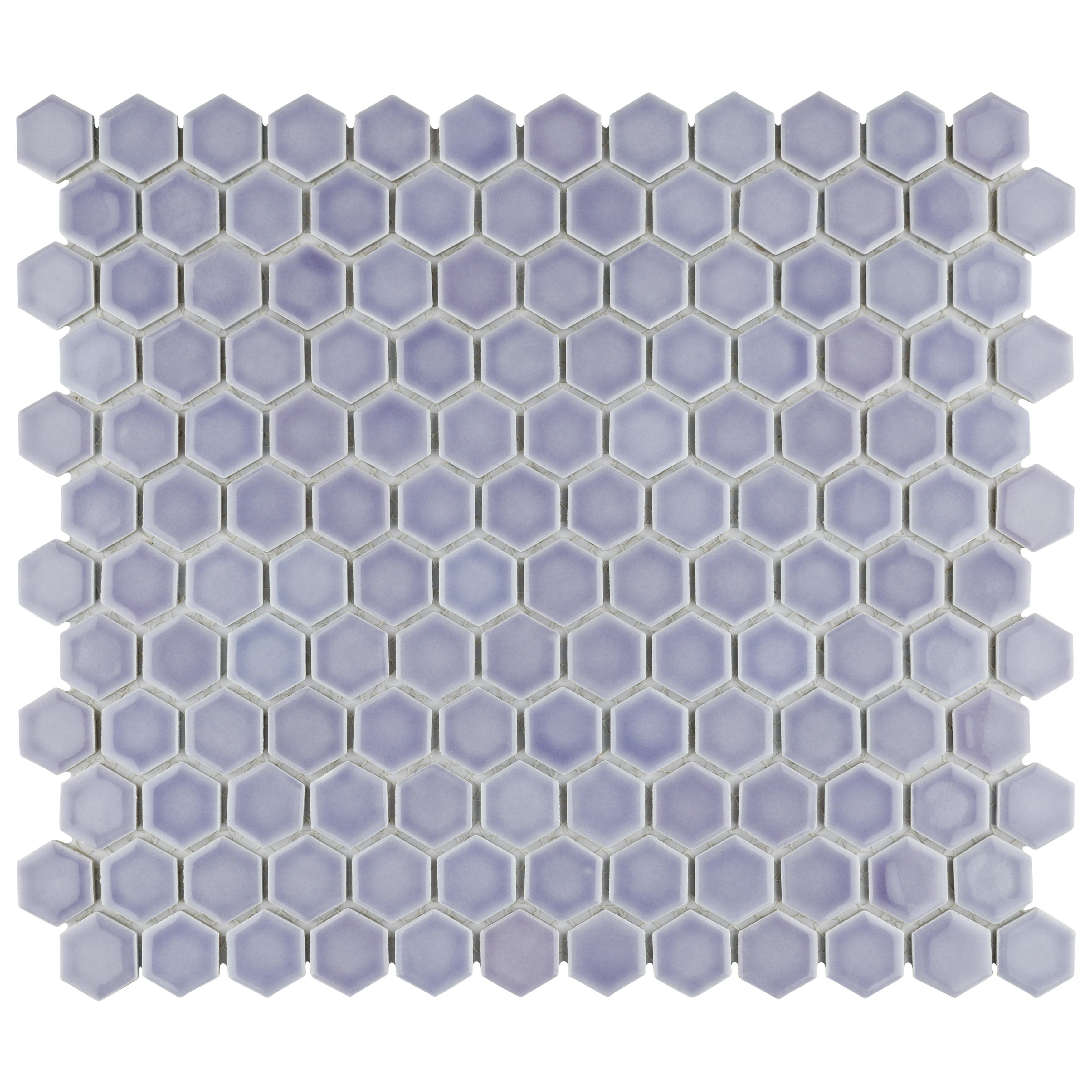 Merola Tile Hudson 1" Hex Lavender 11-7/8" x 13-1/4" Porcelain Mosaic Floor and Wall Tile