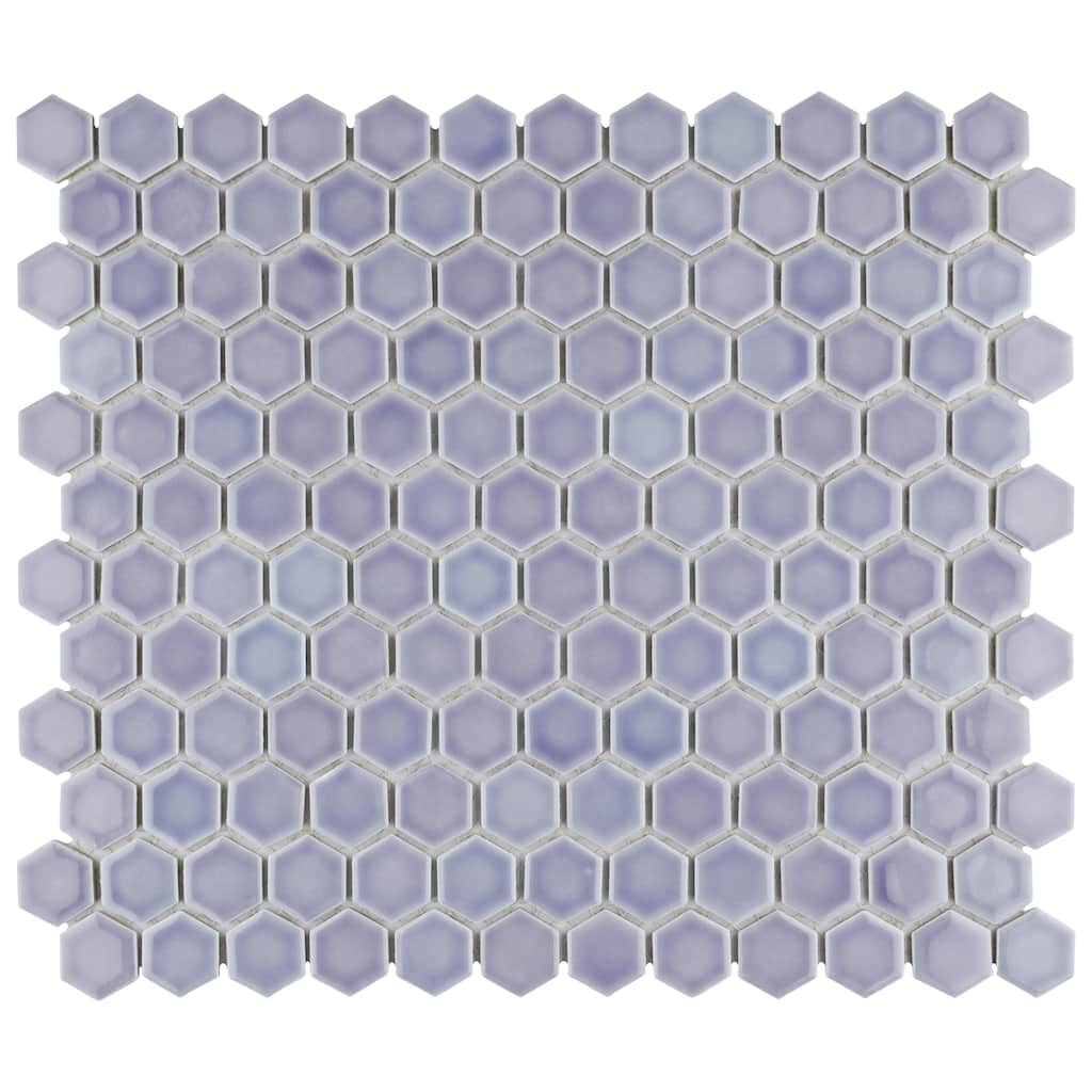 Merola Tile Hudson 1" Hex Lavender 11-7/8" x 13-1/4" Porcelain Mosaic Floor and Wall Tile