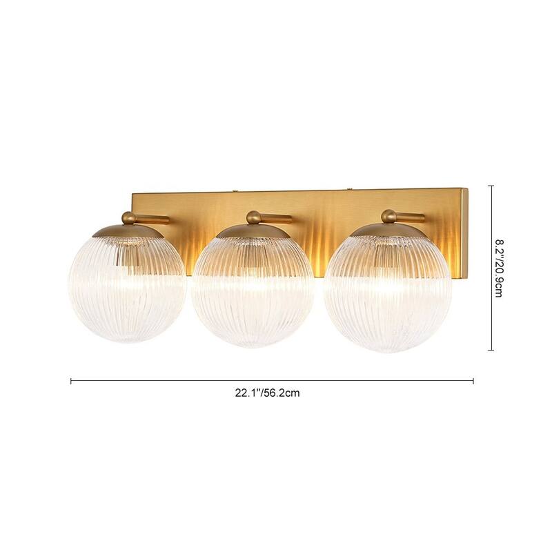 Glam 3-Light Dew-like Ribbed Glass Globe Vanity Light - 22.1 in
