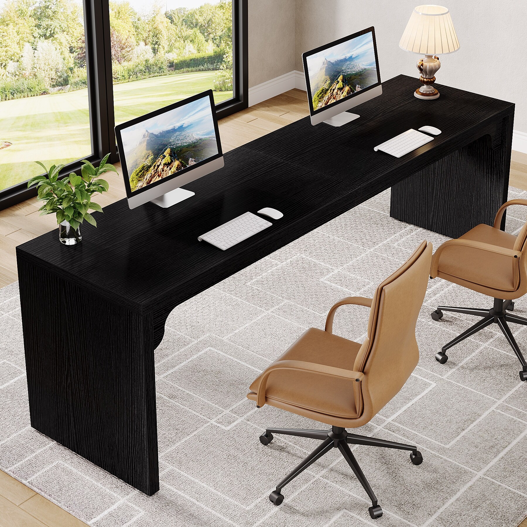 78.7 Inches Long Computer Desk, Wooden Extra Long Desk Double Desk