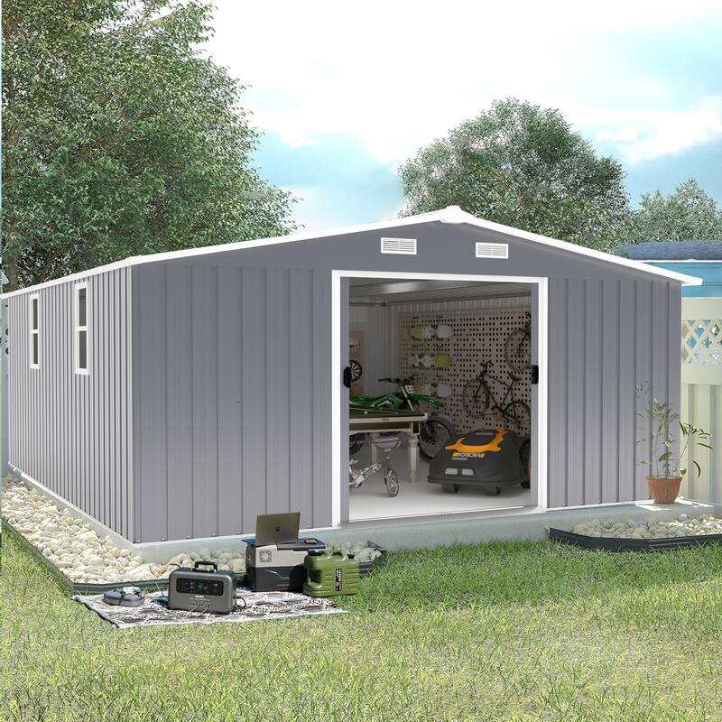 10*12ft 0.25mm Steel Plate, Surface Protective Film, Two Daylight Windows, Two Colors Can Be Freely Selected Storage Sheds