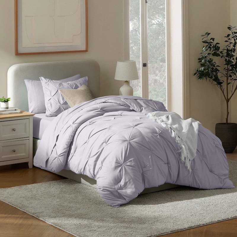 Nestl Pinch Pleate Comforter Set Bed in a Bag with Cooling Pillow