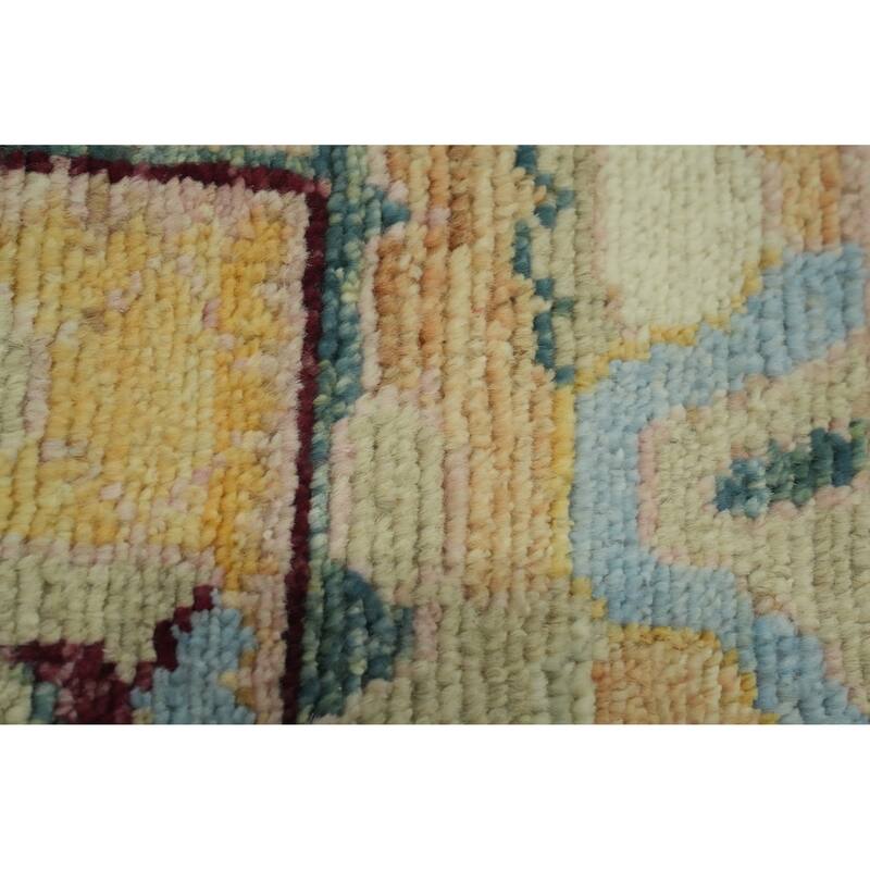 Vegetable Dye Wool Oushak Turkish Area Rug, Medallion Geometric Carpet - 9' 9'' X 8' 4''